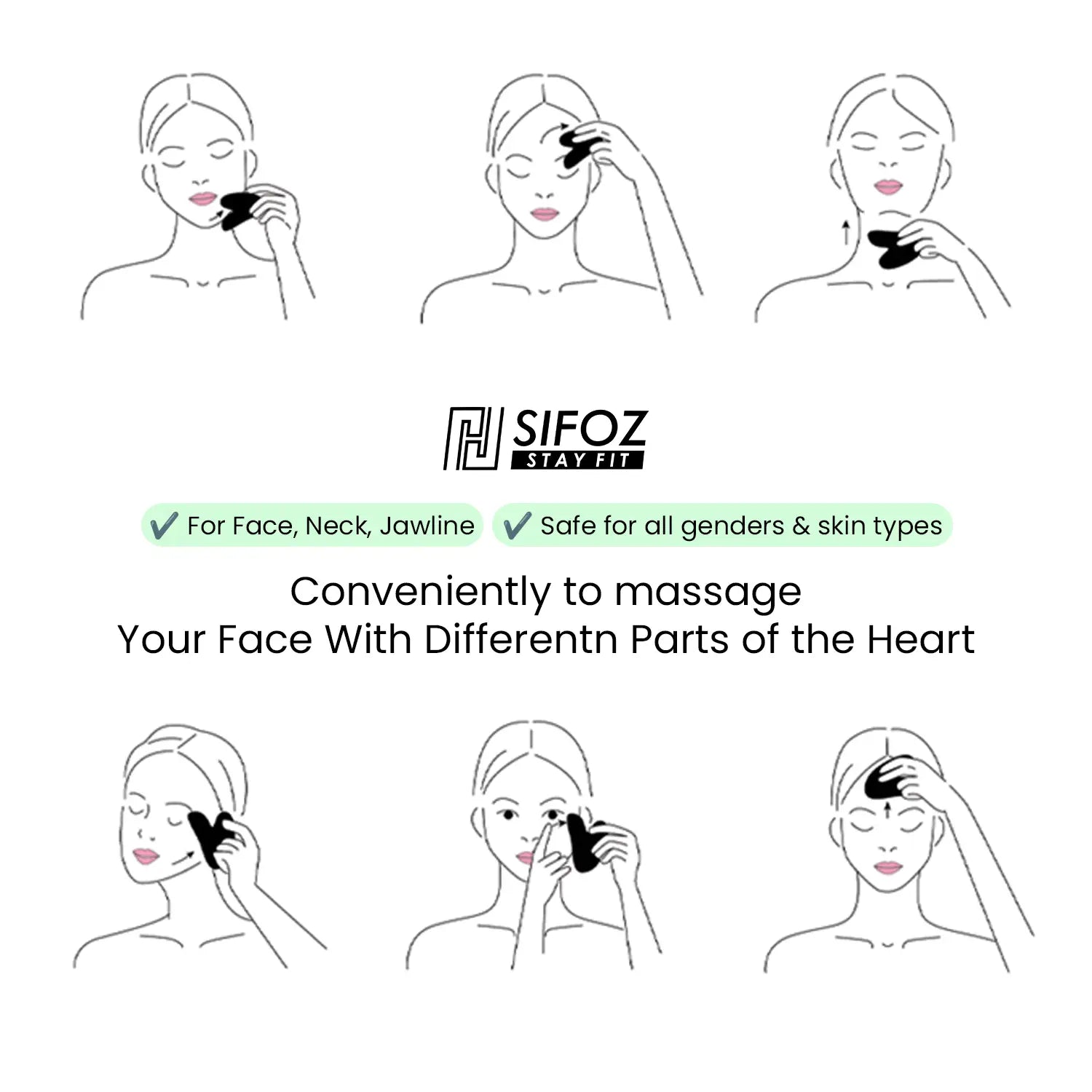 Natural Jade Gua Sha Stone for Face Massage 