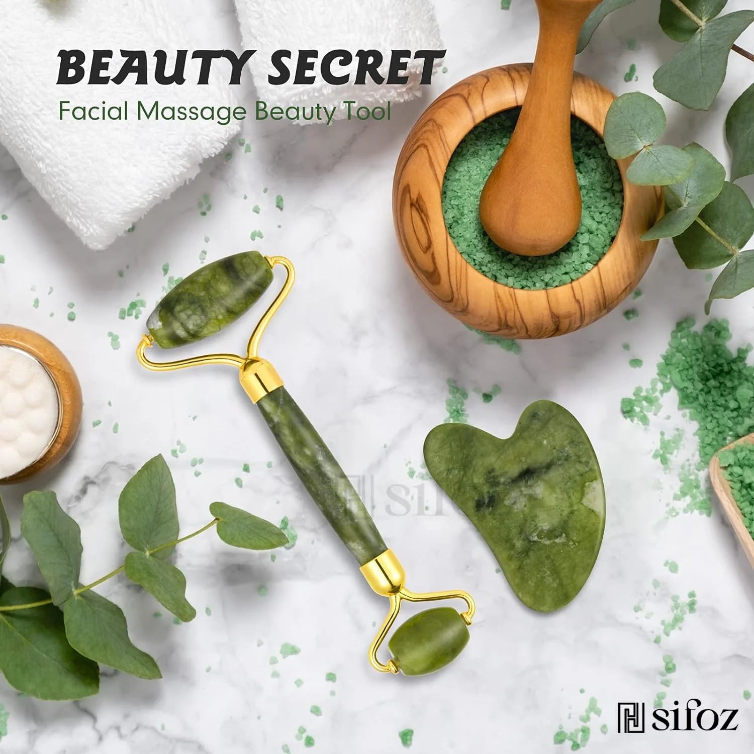 Sifoz Jade Roller & Gua Sha Set 